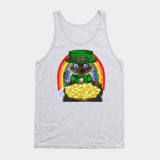 Siamese Cat Leprechaun St Patricks Day Tank Top